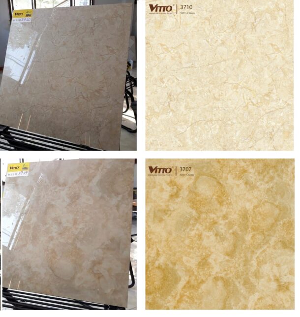 Gạch Lát Nền 50x50 Màu Vàng Nâu Đất Siêu Bóng Vitto 3710 3707