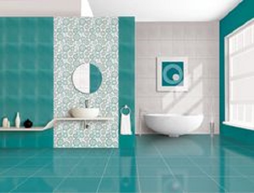 Trang trí bằng Gạch thẻ màu xanh cho phòng vệ sinh dễ dọn dẹp