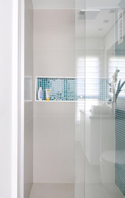 Gạch mosaic thủy tinh màu xanh cho phòng vệ sinh lịch sự