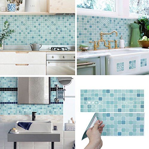 Gạch mosaic màu xanh cho tường bếp vẻ đẹp tôn quý 