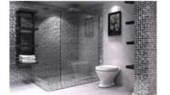 Trang trí bằng Gạch mosaic màu xám cho phòng vệ sinh sang trọng