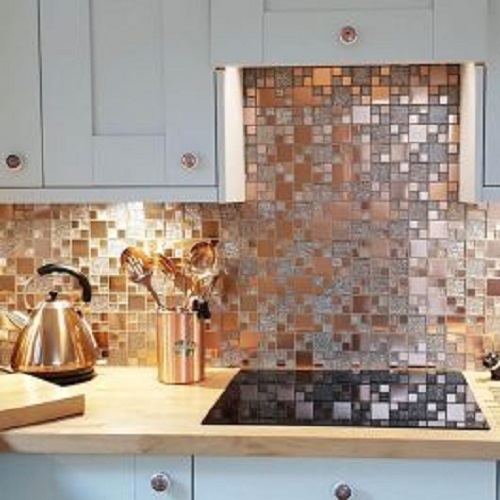 Gạch mosaic thủy tinh màu vàng cho phòng bếp thoáng mát