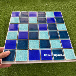 Gạch Gốm Mosaic Ốp Lát Hồ Bơi Hỗn Hợp 3 Màu Xanh 3