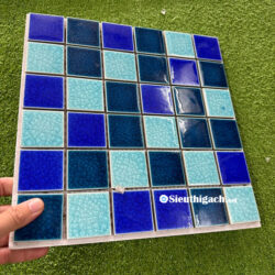 Gạch Gốm Mosaic Ốp Lát Hồ Bơi Hỗn Hợp 3 Màu Xanh 4