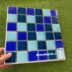 Gạch Gốm Mosaic Ốp Lát Hồ Bơi Hỗn Hợp 3 Màu Xanh 5