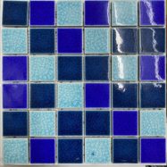 Gạch Gốm Mosaic Ốp Lát Hồ Bơi Hỗn Hợp 3 Màu Xanh