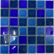 Gạch Mosaic Gốm Mix Màu Xanh Men Rạn Ốp Lát Hồ Bơi