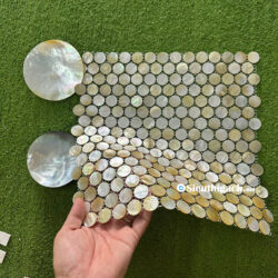Gạch Mosaic Tròn - Bi Tròn Vỏ Ngọc Trai Vàng Xà Cừ 5