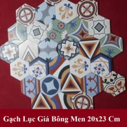 gach luc giac bong men trang tri co dien