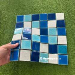 Gạch Mosaic Men Rạn Hỗn Hợp 3 Màu Trắng Xanh 2