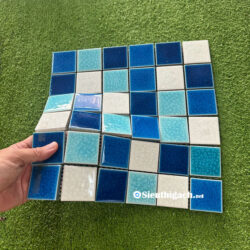 Gạch Mosaic Men Rạn Hỗn Hợp 3 Màu Trắng Xanh 3