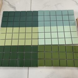 gach mosaic mau xanh la - xanh mint - xanh dam