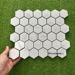 Gạch Mosaic Lục Giác Màu Trắng Vân Khói 3