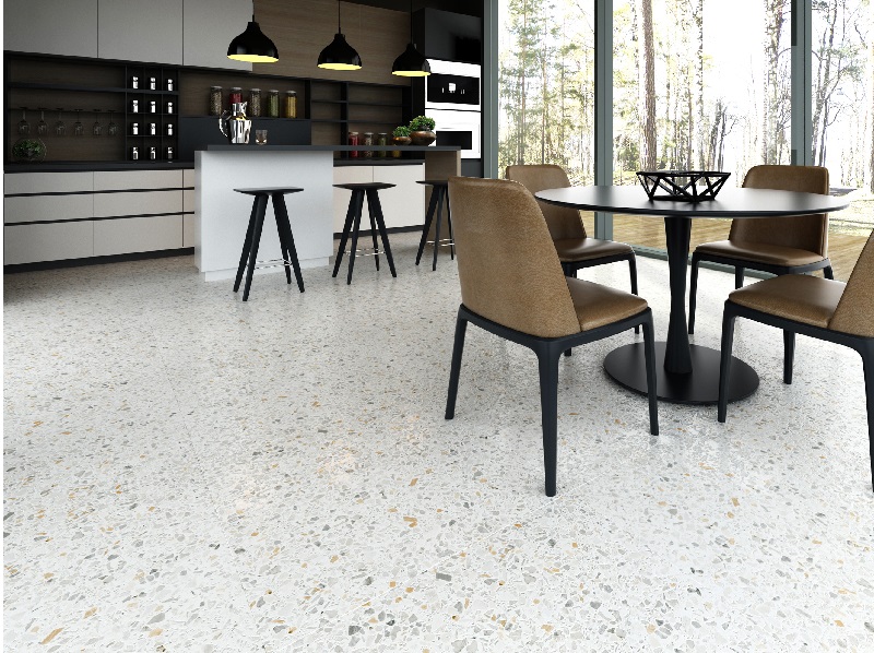 Gạch Vân Đá Mờ 800x800 MM Terrazzo Vàng Xám Nâu 1