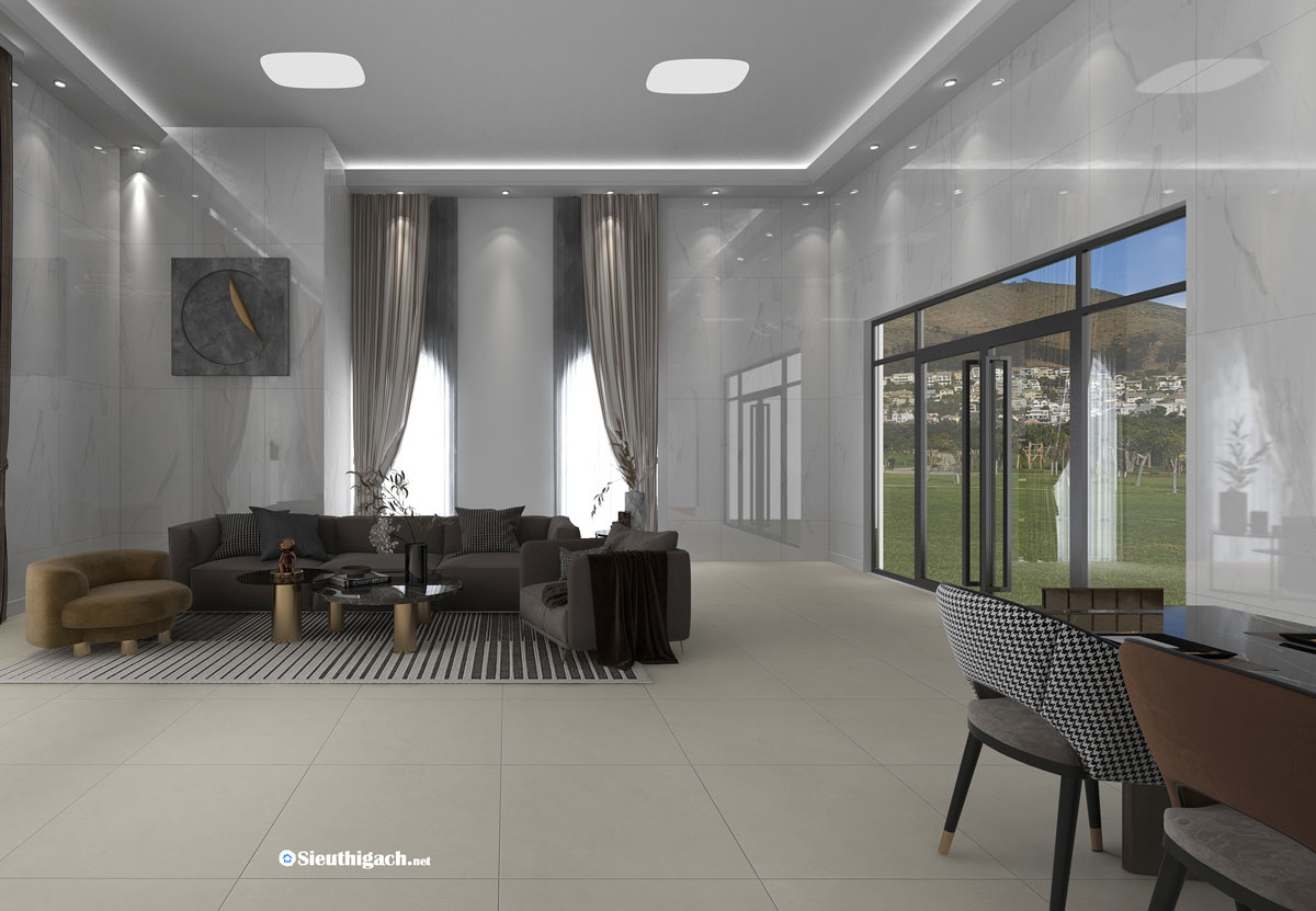 Gạch Vân Màu Vàng Nhạt 800x800 Mờ Matt Ánh Tinh Thể 5